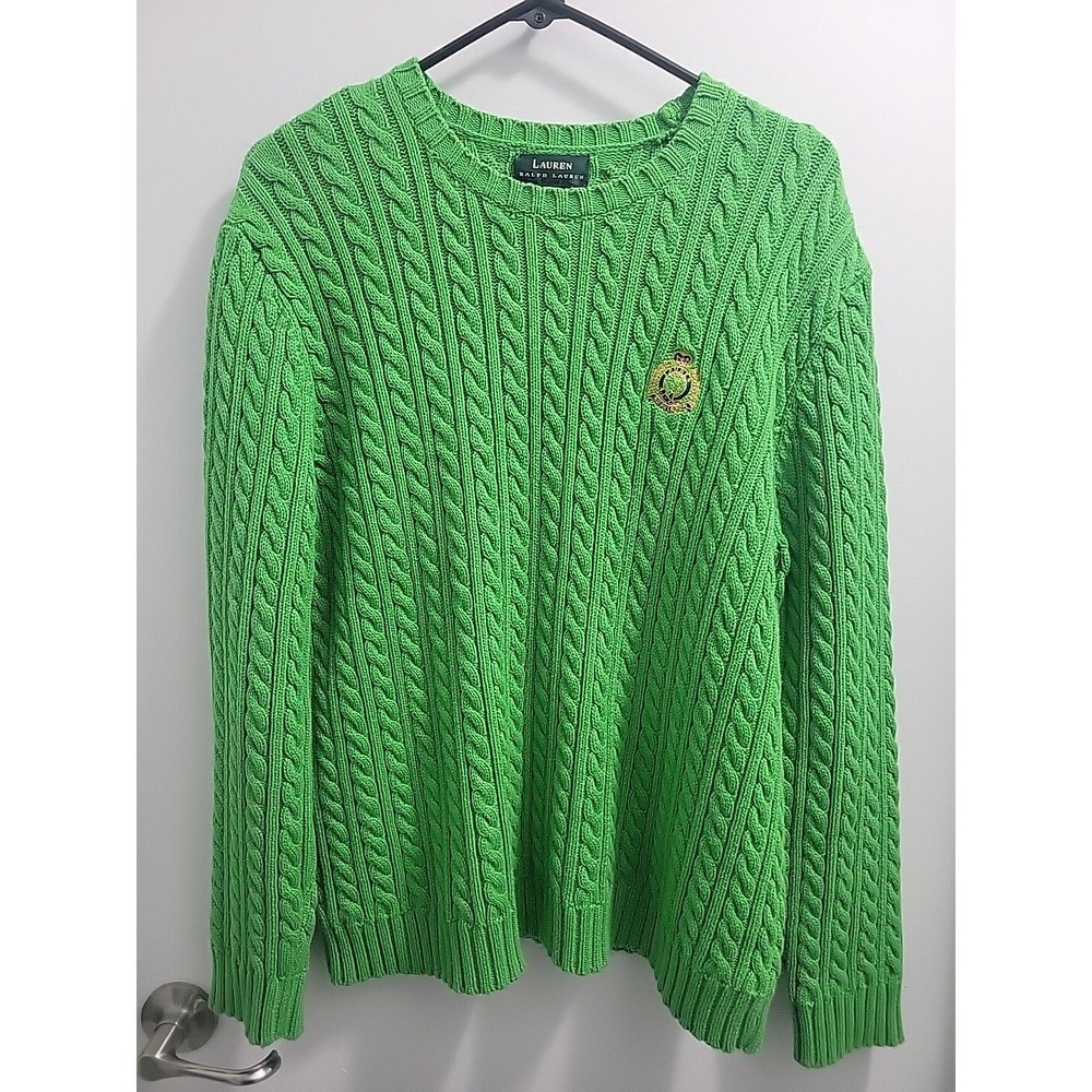 Lauren Ralph Lauren Sweater Womens L Green Vintage Preppy Academia Classiccore